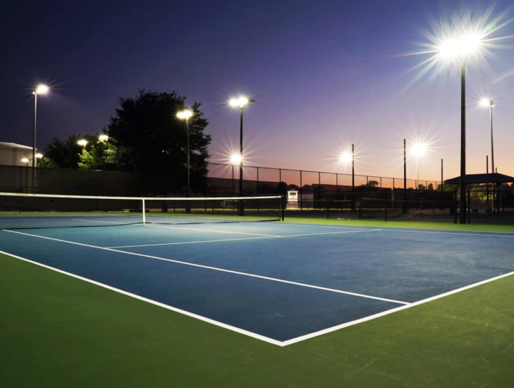 tennis court with electrical installation